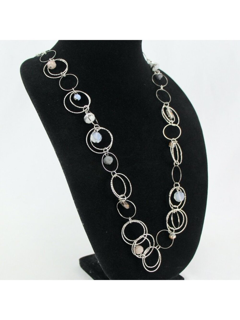 Kohls Metal Necklace Long Silver-tone Colored Beads